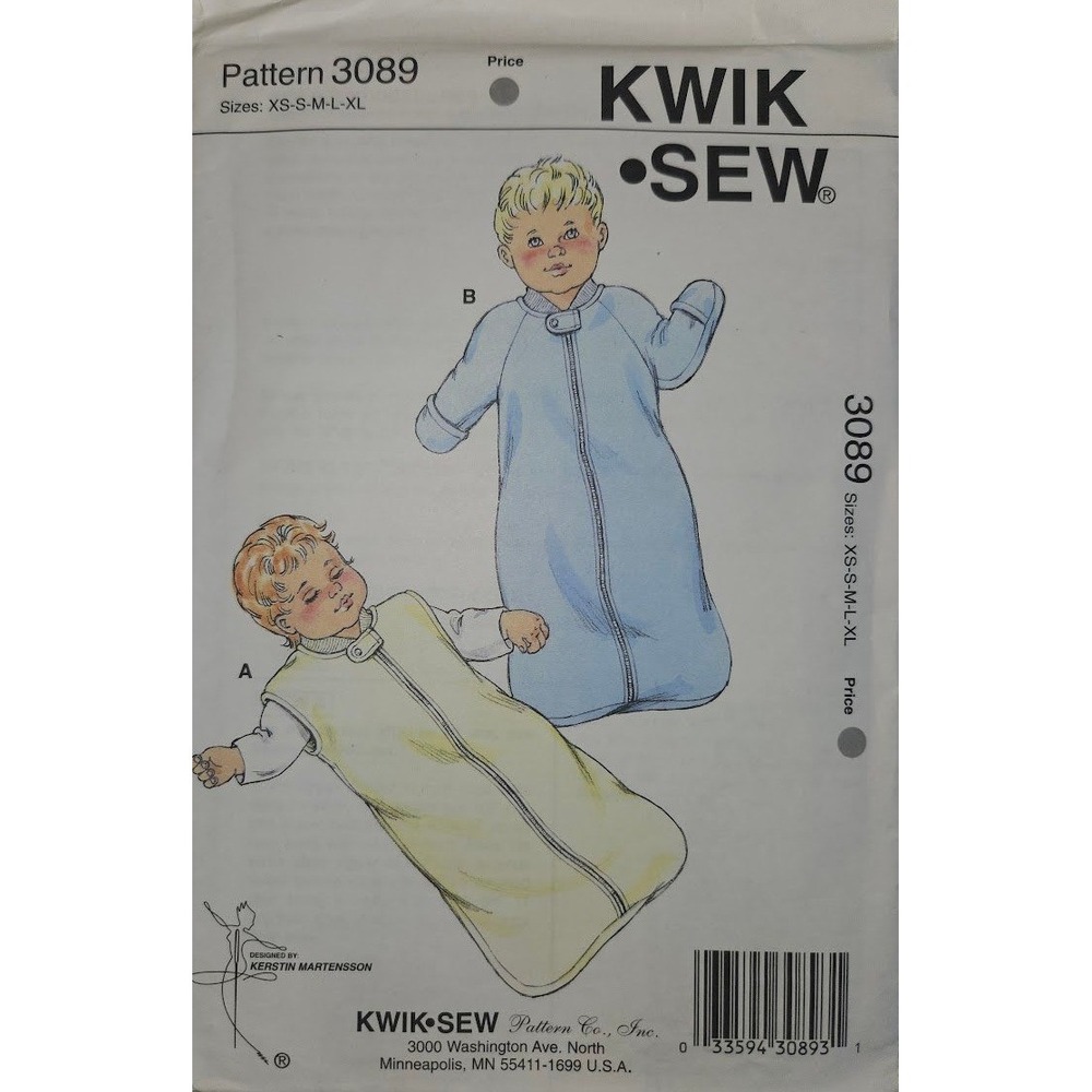 Kwik Sew 3089 Infant Sleep Bag Wearable Blanket Sewing Pattern XS-XL Kerstin M